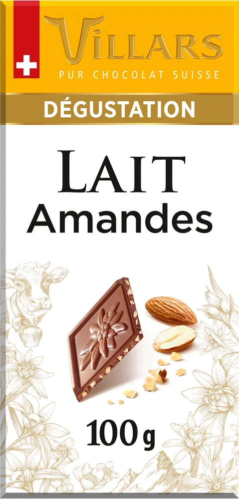 Chocolat Villars Lait Eclats amandes grillées 100g