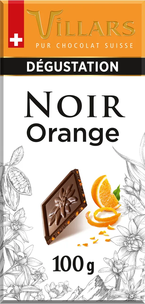 Chocolat Villars Noir Ecorces Orange Confites 100g
