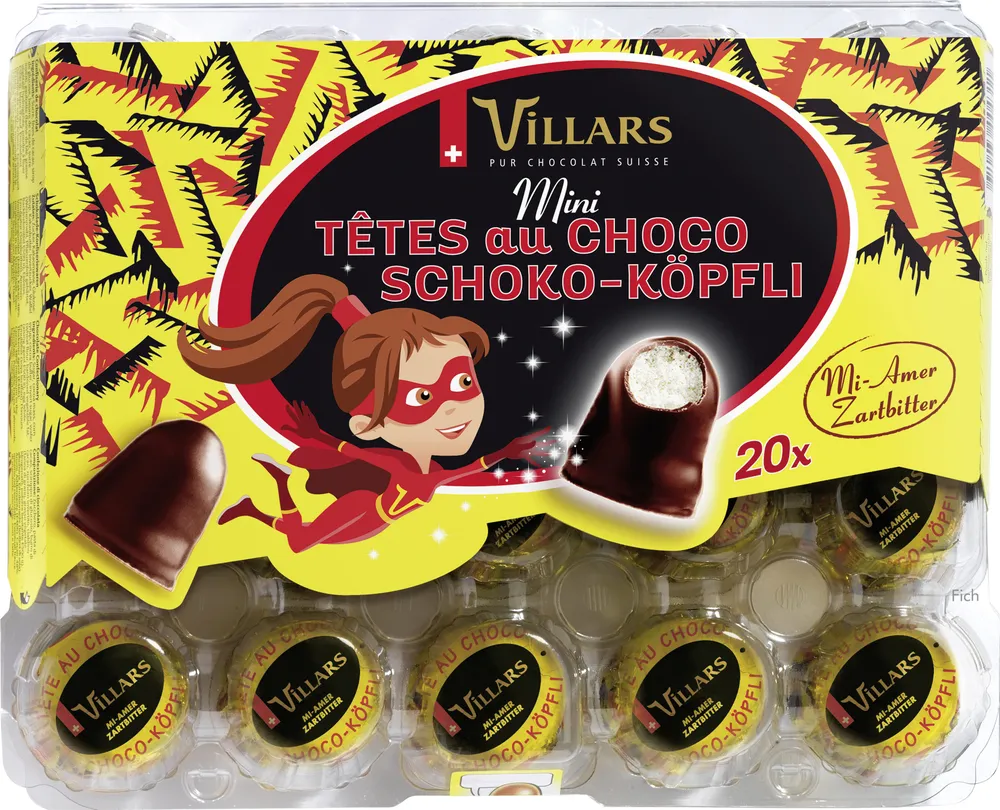 Chocolat Villars Noir Mini Têtes au Choco 20x10g