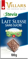 Chocolat Villars Lait Sans sucre ajouté 100g