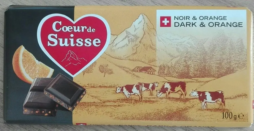 Coeur de Suisse noir et orange