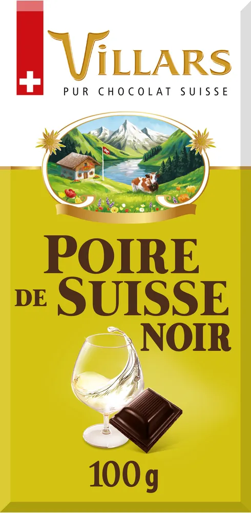 Chocolat Villars Noir Liqueur Poire Intense de Suisse 100g