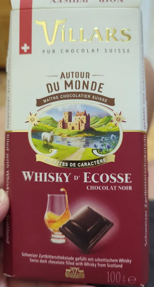 Chocolat Villars Noir Whisky Tourbé d'Ecosse 100g