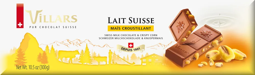 Chocolat Villars Lait Suisse Maïs croustillant 300g