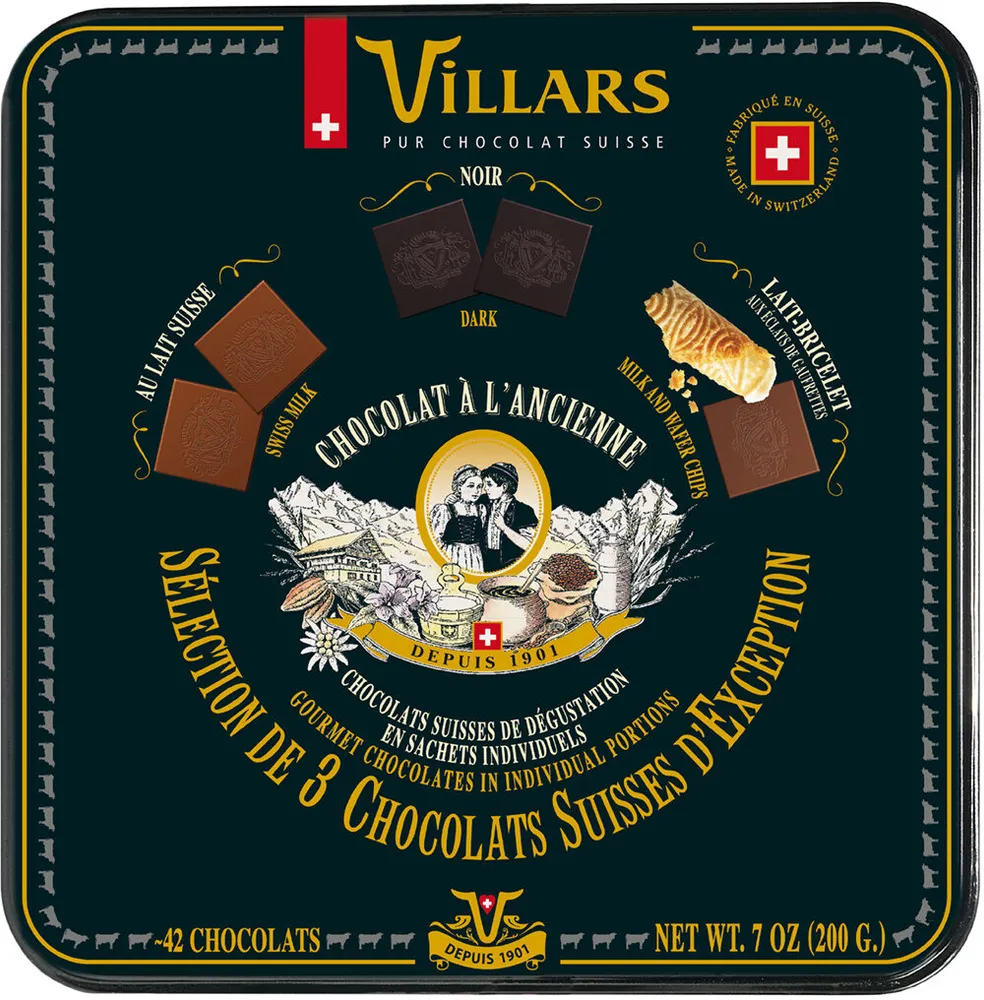 Boîte Métal Assortiment 3 Chocolats à l'ancienne Villars 200g - NEW