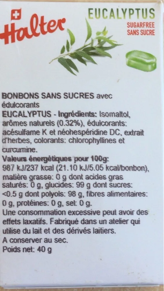 Bonbons Sans Sucre Eucalyptus