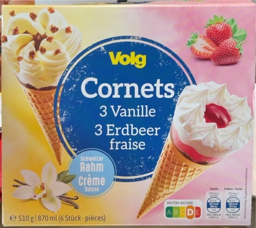 Cornets 3 vanille-3 fraises