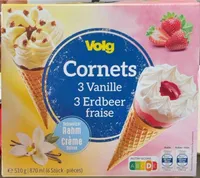 Cornets 3 vanille-3 fraises