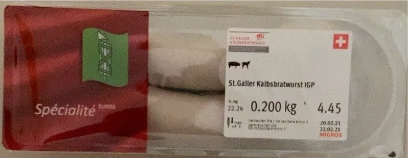 St.Galler Kalbsbratwurst IGP