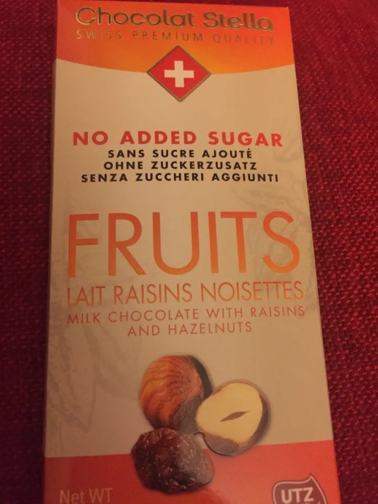 Chocolat lait raisins noisettes