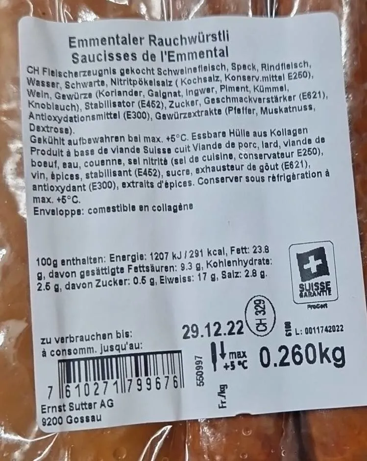 Saucisses de l'Emmental