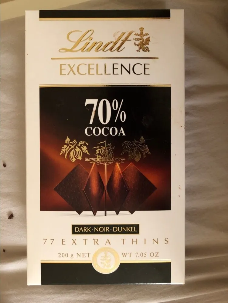 Lindt Tab Exc Dark 70% Cocoa Extra Thins 200G