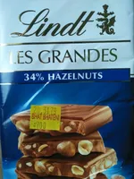 Lindt Les Grandes Milk Chocolate Bar 33% Milk Hazelnut