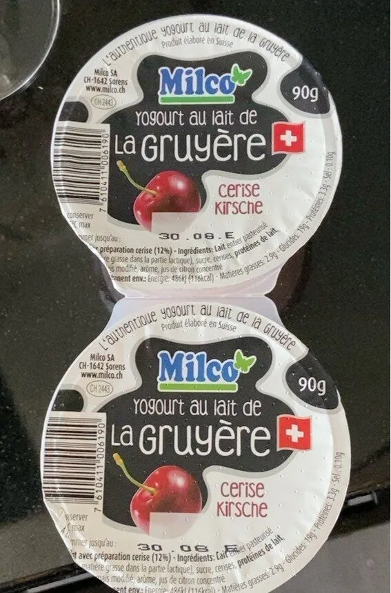 Yogurt au lait de la Gruyère cerise