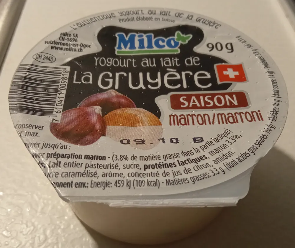 Yogourt au lait de la Gruyère - saison - marron