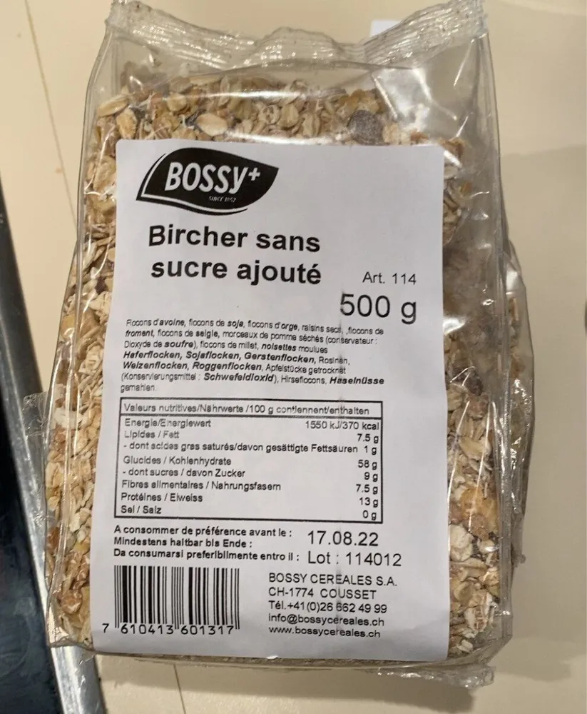 Bircher sans sucre ajouté