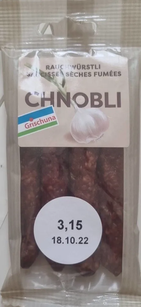 Rauchwürstli saucisses sèches fumée chnobli