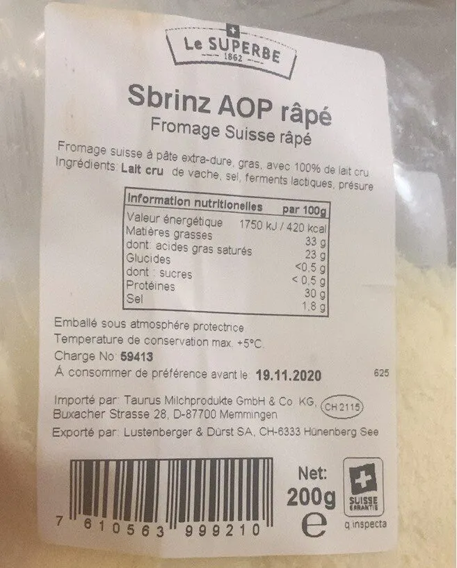 Sbrinz aop rape