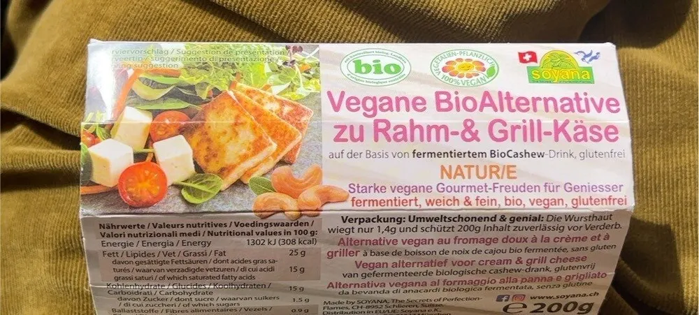 Vegane BioAlternative zu Rahm-& Grill-Käse
