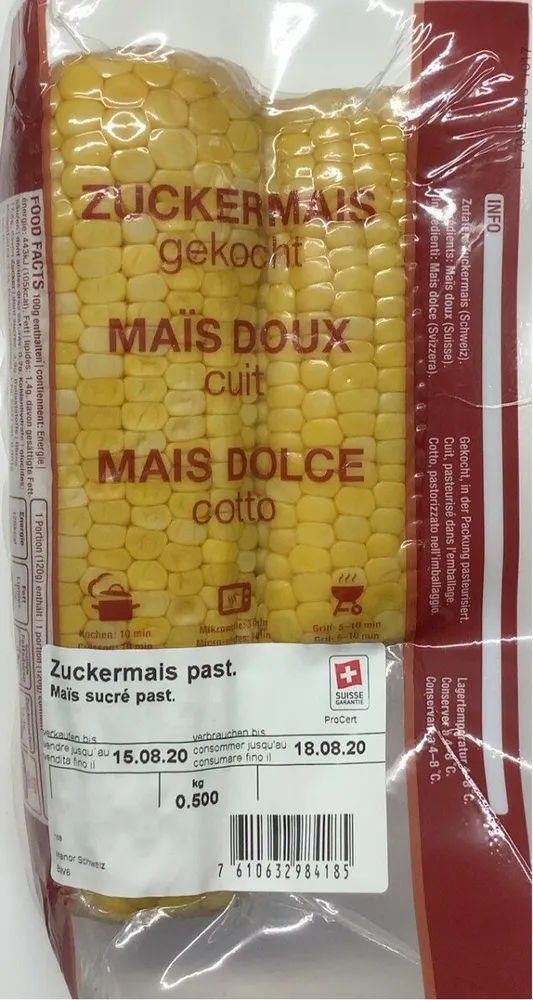 Maïs doux, pasteurisé