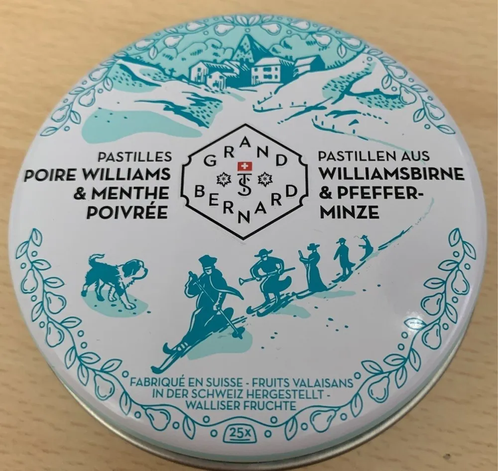 Pastilles Poire Williams et menthe poivrée