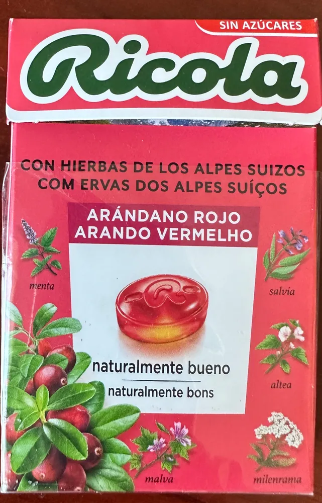 Caramelos de hierbas suizas arándano rojo