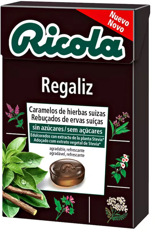 Caramelos de hierbas suizas regaliz sin azúcares