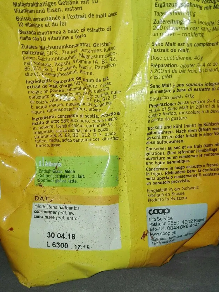 Sano Malt Malzgetränk, Schokolade