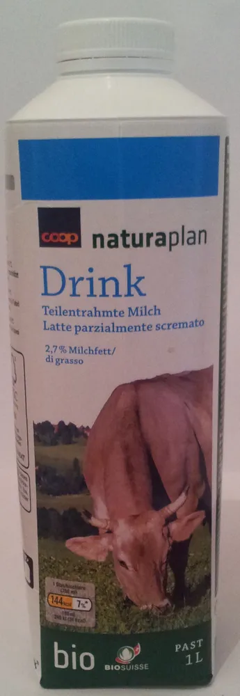 Bio Drink, lait partiellement écrémé