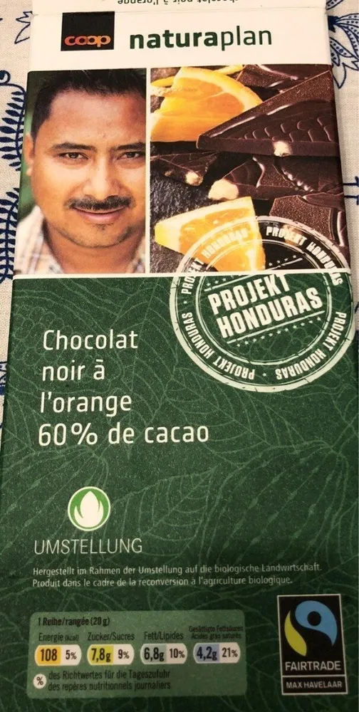 Coop Naturaplan Bio Max Havelaar Chocolat Noir à L'orange