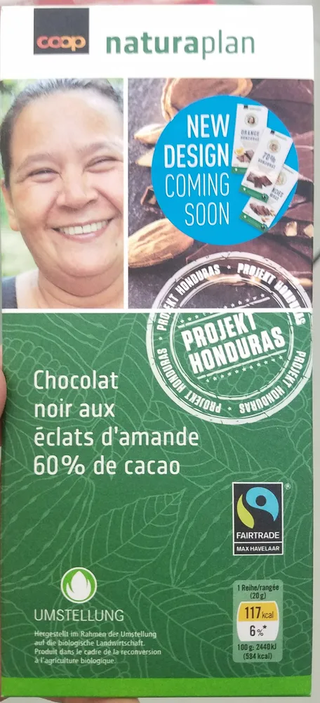 Chocolat noir aux amandes 60% cacao