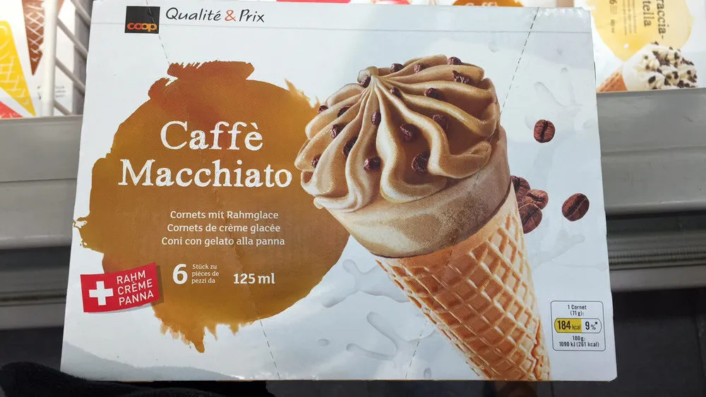 qualité & prix - 6 Cornets de crème glacée au café et nature avec 2% de pépites de chocolat