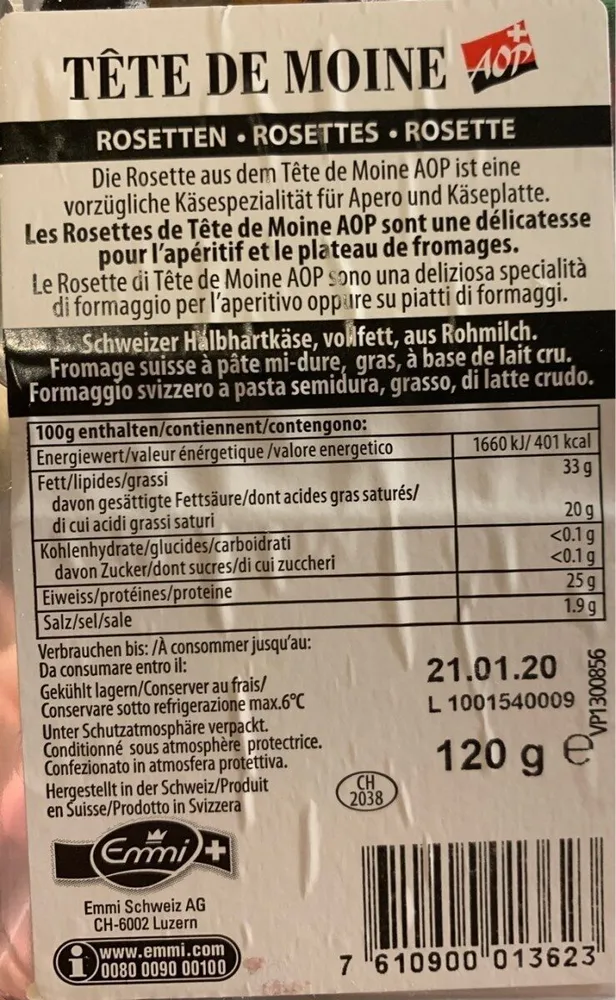 Tête de moin AOP