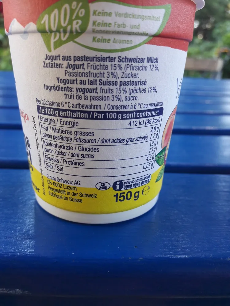 Yogourt pur Pêche Maracuja