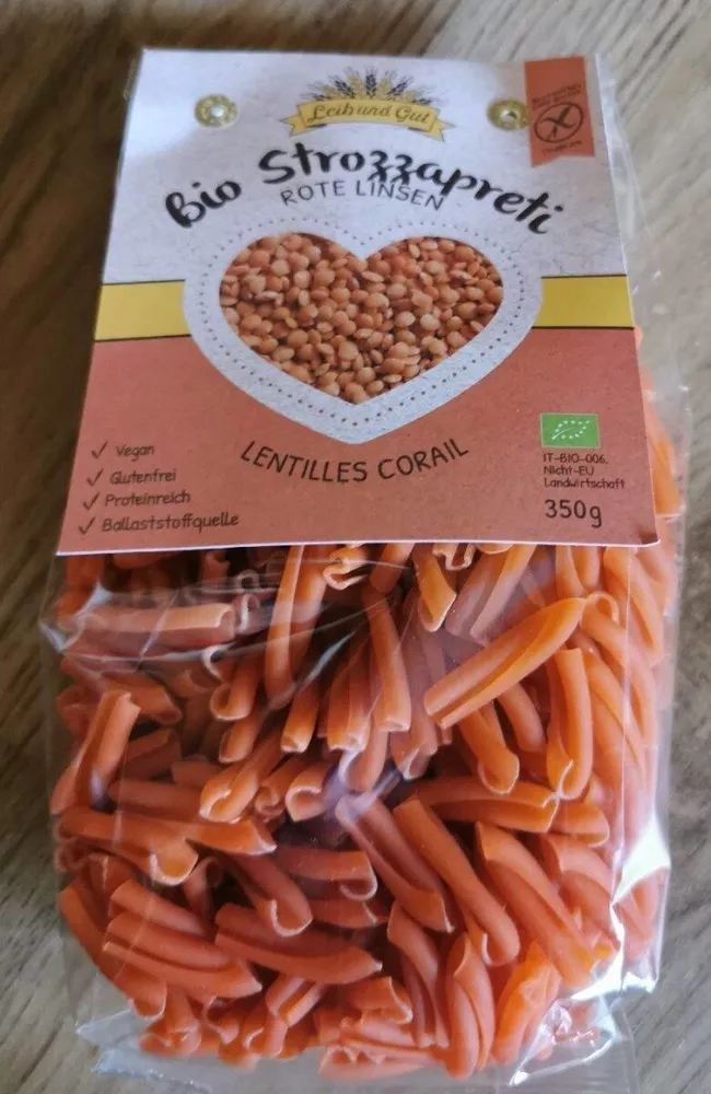 Pâtes lentilles corail