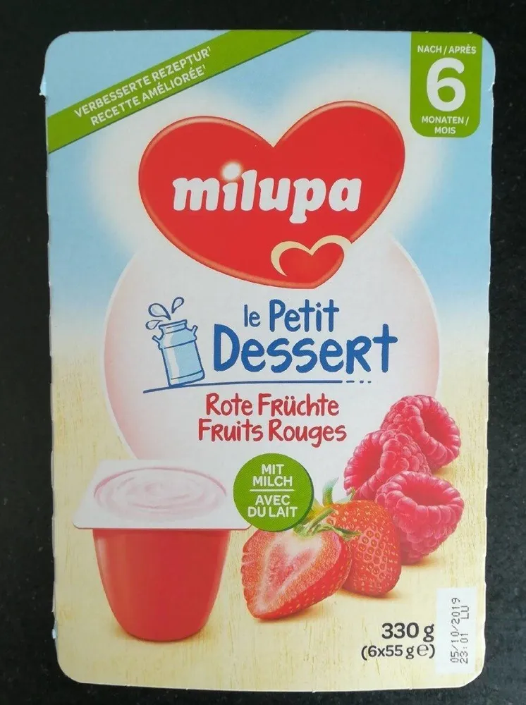 MILUPA Le Petit Dessert Rote Früchte Nach 6 Monaten 330g (6x55g)