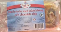 Minibrioche med krämfyllning och chocolate chip