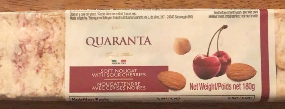 Quaranta Soft Nougat with Sour Cherries