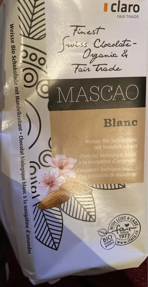 Chocolat biologique blanc