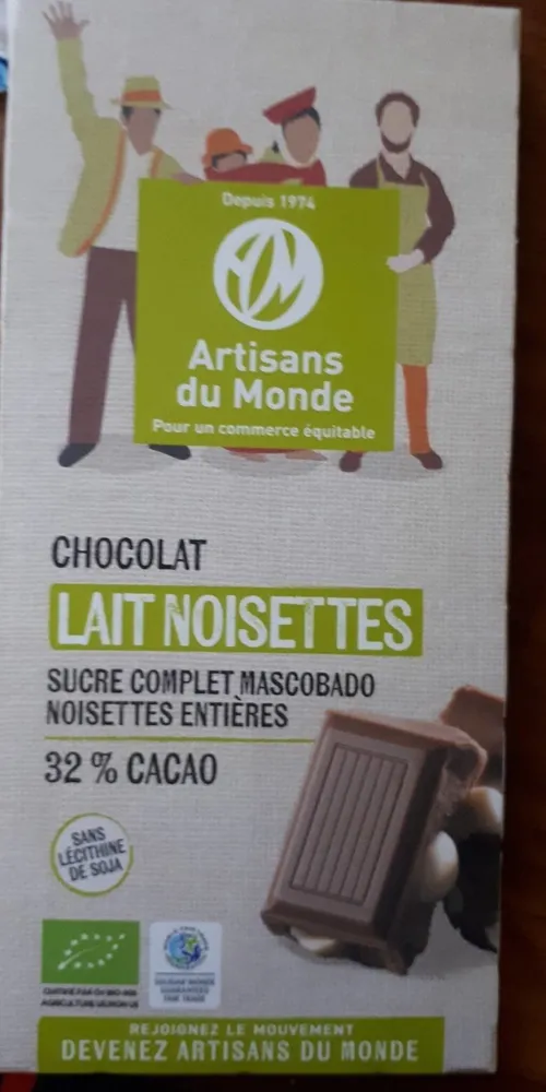 Chocolat au lait aux noiettes