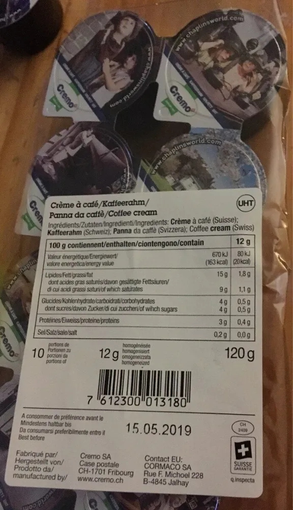 Crème à café, 15% m.g., UHT