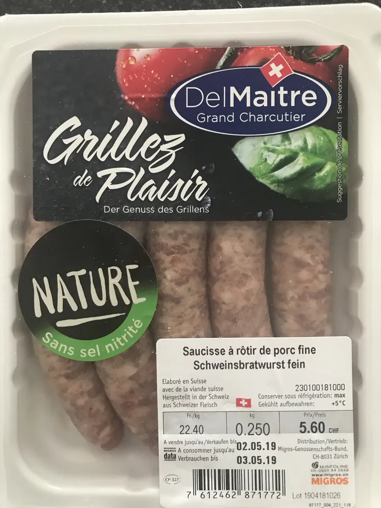 Saucisse à rôtir de porc fine
