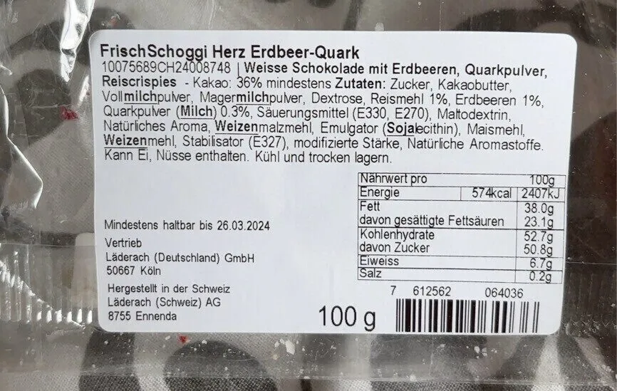 FrischSchoggi Herz Erdbeer-Quark