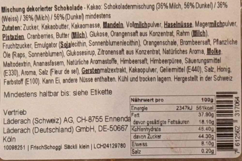 Mischung dekorierter Schokolade