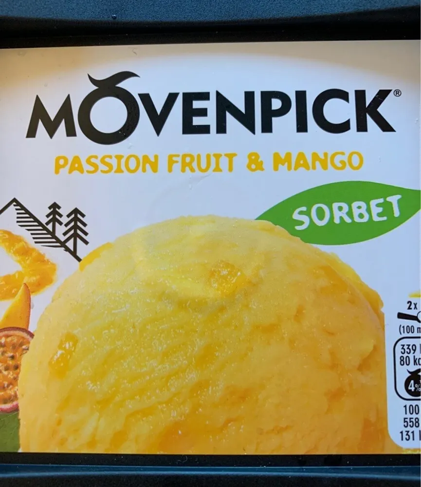 Sorbet fruit de la passion avec morceaux de mangue