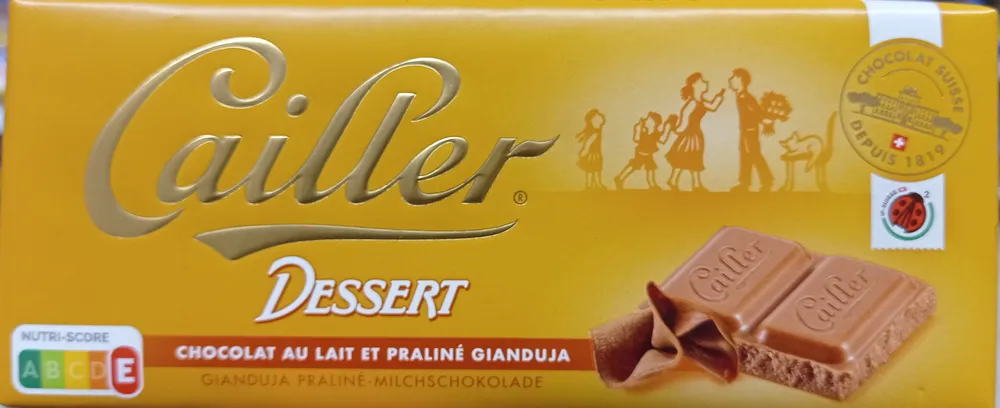 Dessert chocolat au lait et praliné gianduja