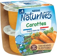 NESTLE NATURNES Petits Pots Bébé Carottes -2x130g -Dès 4/6 mois