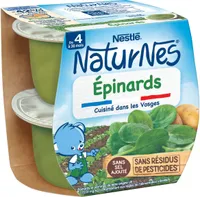 NESTLE NATURNES Petits Pots Bébé Epinards -2x130g -Dès 4/6 mois