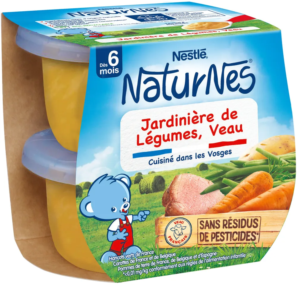 NESTLE NATURNES Jardinière de légumes Veau-2x200g-Dès 6 mois