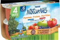 NESTLE NATURNES Purée bébé Pommes Fraises Myrtil-4x130g-Dès 6 mois